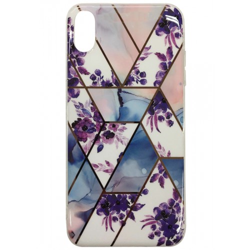 iPhone X/iPhone XS Image Case Purple Flower Marbling